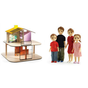 Domček pre bábiky - farebný domček - súprava s rodinou Toma a Marion