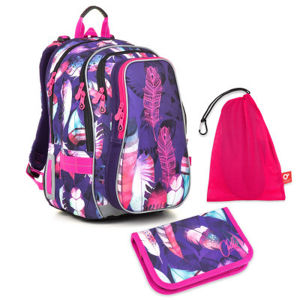 Sada pre školáčku LYNN 18009 G SET MEDIUM - školská taška, vrecko na prezuvky, školský peračník