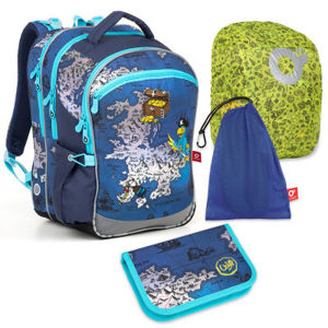 Set pre školáka COCO 180015 B SET LARGE - školská taška, vrecko na prezuvky, pláštenka na batoh, školský peračník