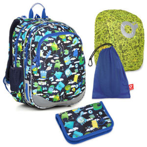 Set pre školáka ELLY 18002 B SET LARGE - školská taška, vrecko na prezuvky, pláštenka na batoh, školský peračník