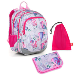Sada pre školáčku ELLY 18007 G SET MEDIUM - Školská taška, Vrecko na prezuvky, Školský peračník