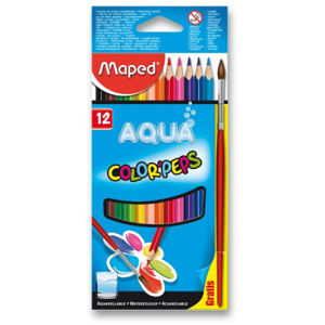 Akvarelové pastelky Maped – 12 farieb + štetec