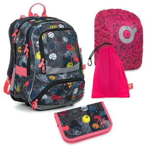 Set pre školáka NIKI 19007 G SET LARGE - školská taška, vrecko na prezuvky, pláštenka na batoh, školský peračník