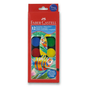 Vodové farby Faber-Castell veľké 30 mm - 12 farieb