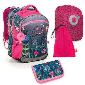 Set pre školáka COCO 19002 G SET LARGE - Školská taška, Vrecko na prezuvky, Pláštenka na batoh, Školský peračník