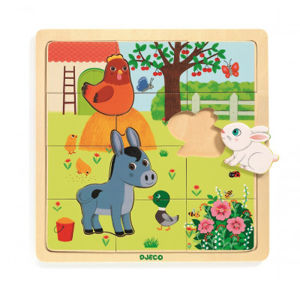 Drevené puzzle – Farma – 12 ks