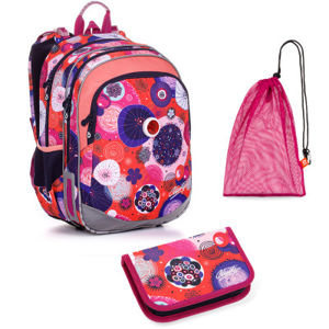 Sada pre školáčku ELLY 20005 G SET MEDIUM - školská taška, vrecko na prezuvky, školský peračník