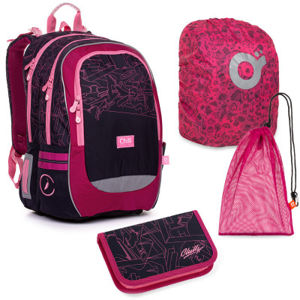 Set pre školáčku CODA 20009 G SET LARGE školská taška, vrecko na prezuvky, pláštenka na batoh, školský peračník