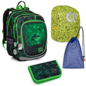 Sada pre školáka ENDY 20014 B SET LARGE - školská taška, vrecko na prezuvky, pláštenka na batoh, školský peračník