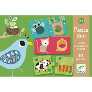 Puzzle Duo – Kde zvieratká bývajú (brlôžteky)