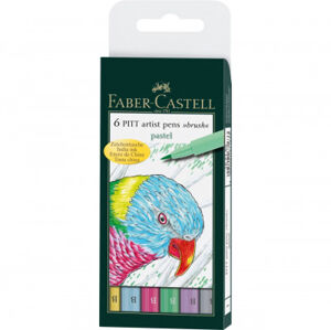 Popisovače Faber-Castell Pitt Artist Pen Brush - 6 ks, pastelové farby