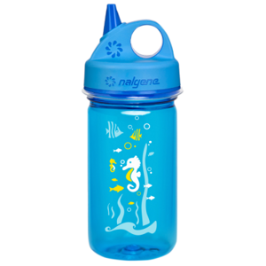 Detská fľaša na pitie Nalgene Grip´n Gulp - Blue Seahorse, 350 ml