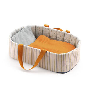 Pomea - textilný košík pre bábiky na spanie - modrý