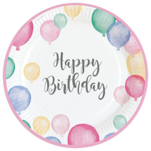 Papierové tanieriky Happy Birthday, 8 ks