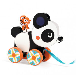 Ťahacia drevená hračka - panda s tigríkom